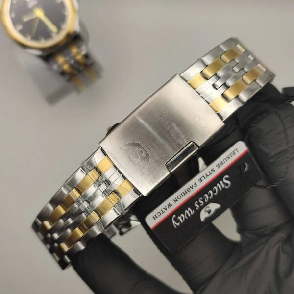 Success Way Classic 2-Tone Wrist Watch with Black Dial