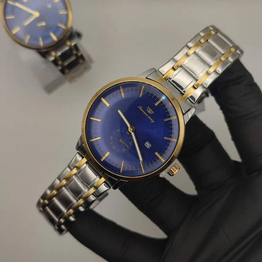 Success Way Classic 2-Tone Wrist Watch with Blue Dial