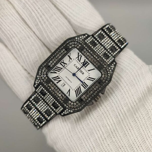 Cartier Artificial Diamonds White Dial Round-Square Watch