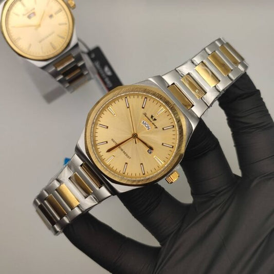 Success Way Classic 2-Tone Wrist Watch with Golden Dial