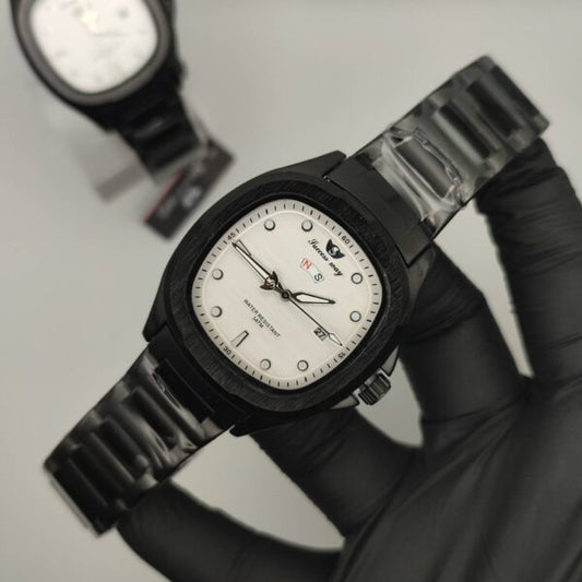 Success Way Classic Black Wrist Watch with White Dial